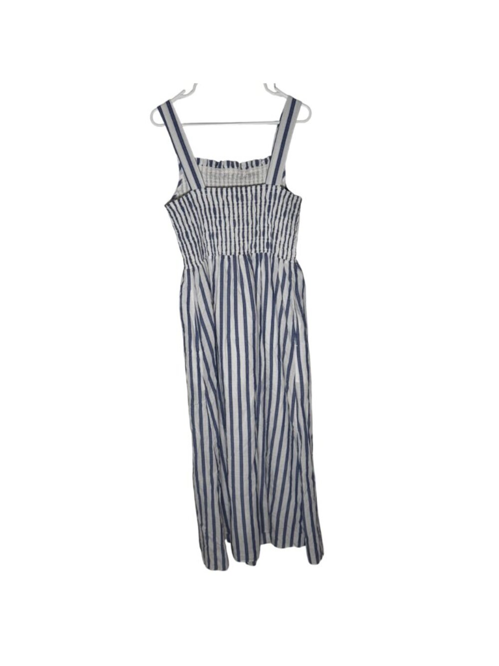 Everlane Gauze Smocked Midi Dress Blue White Stripe Size Medium NWT - Picture 5 of 5